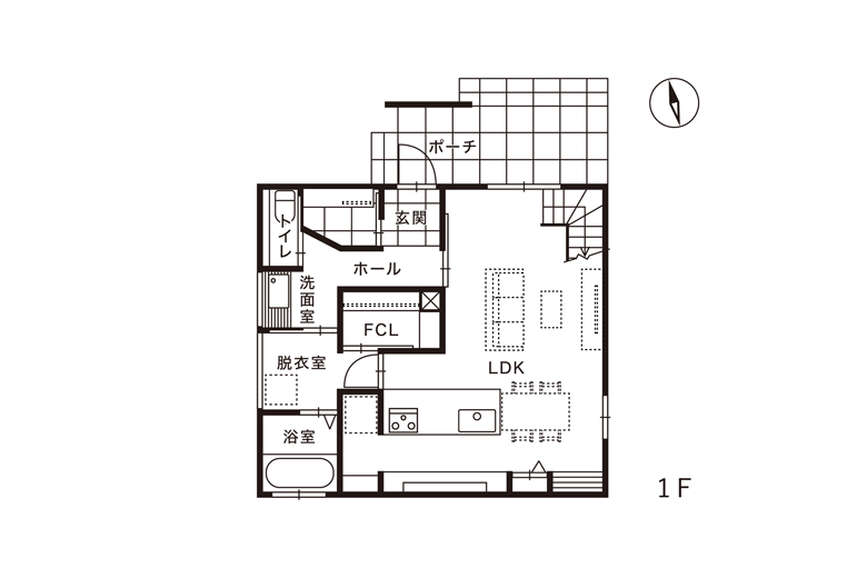 長岡市新保モデルハウス｜グレー×オークでシンプルにまとめた吹抜けのある住まい